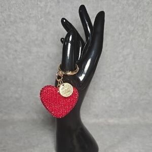 Red Crystal Heart Keychain Bag Charm